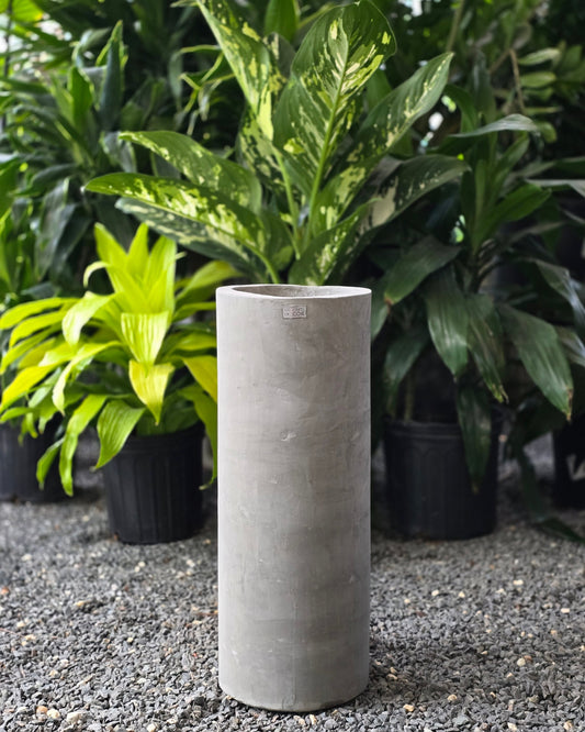 Matera cilíndrica lisa de concreto gris – Concrete Decor