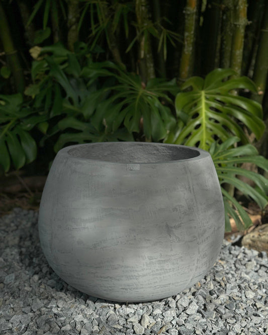 Matera redonda y ancha de concreto gris – Concrete Decor