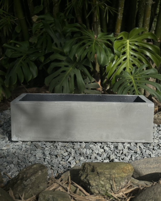 Matera rectangular de concreto gris para jardín – Concrete Decor